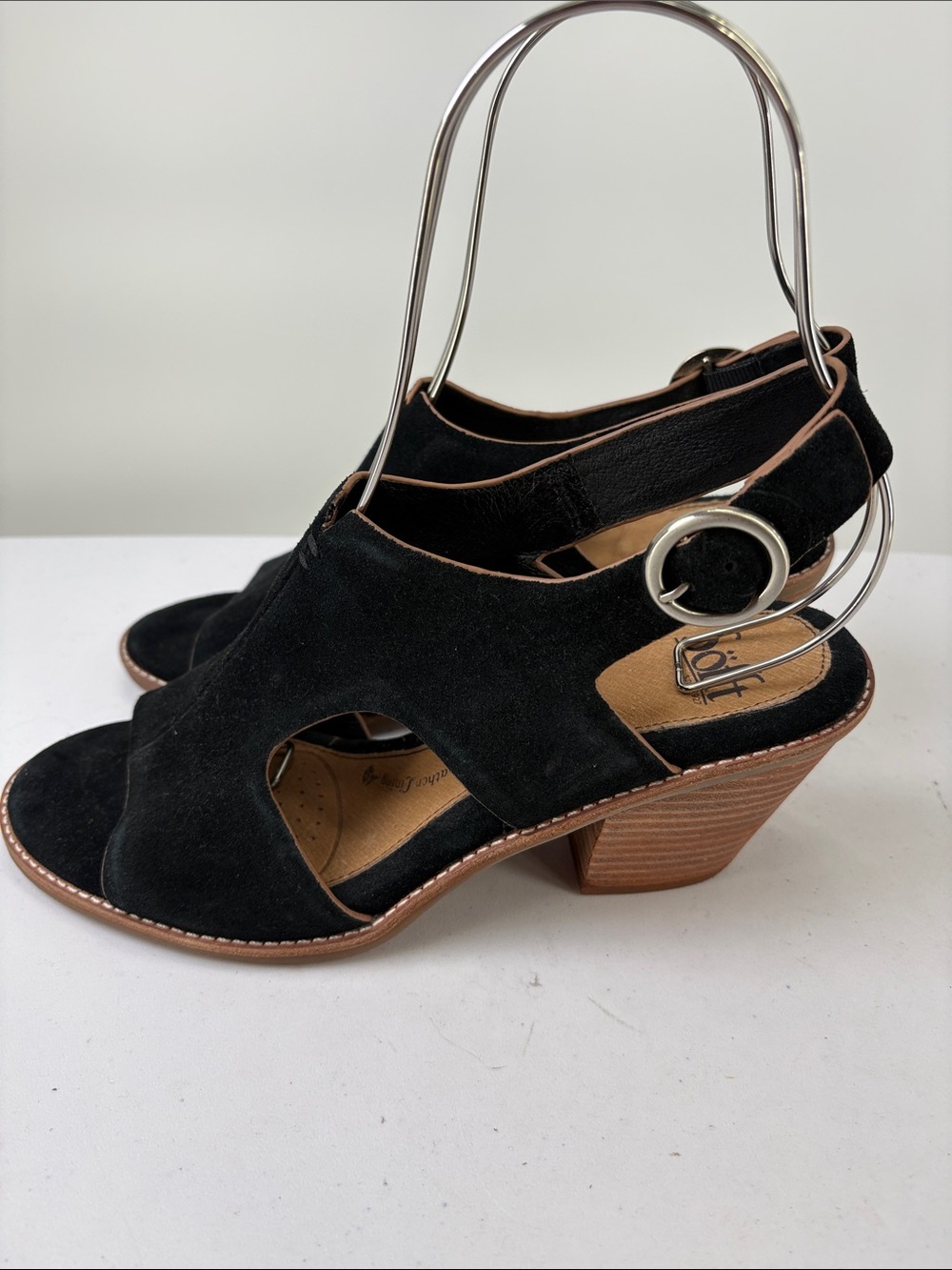 🔔 Sofft Suede Open-Toe Slingback Heels with Buckle